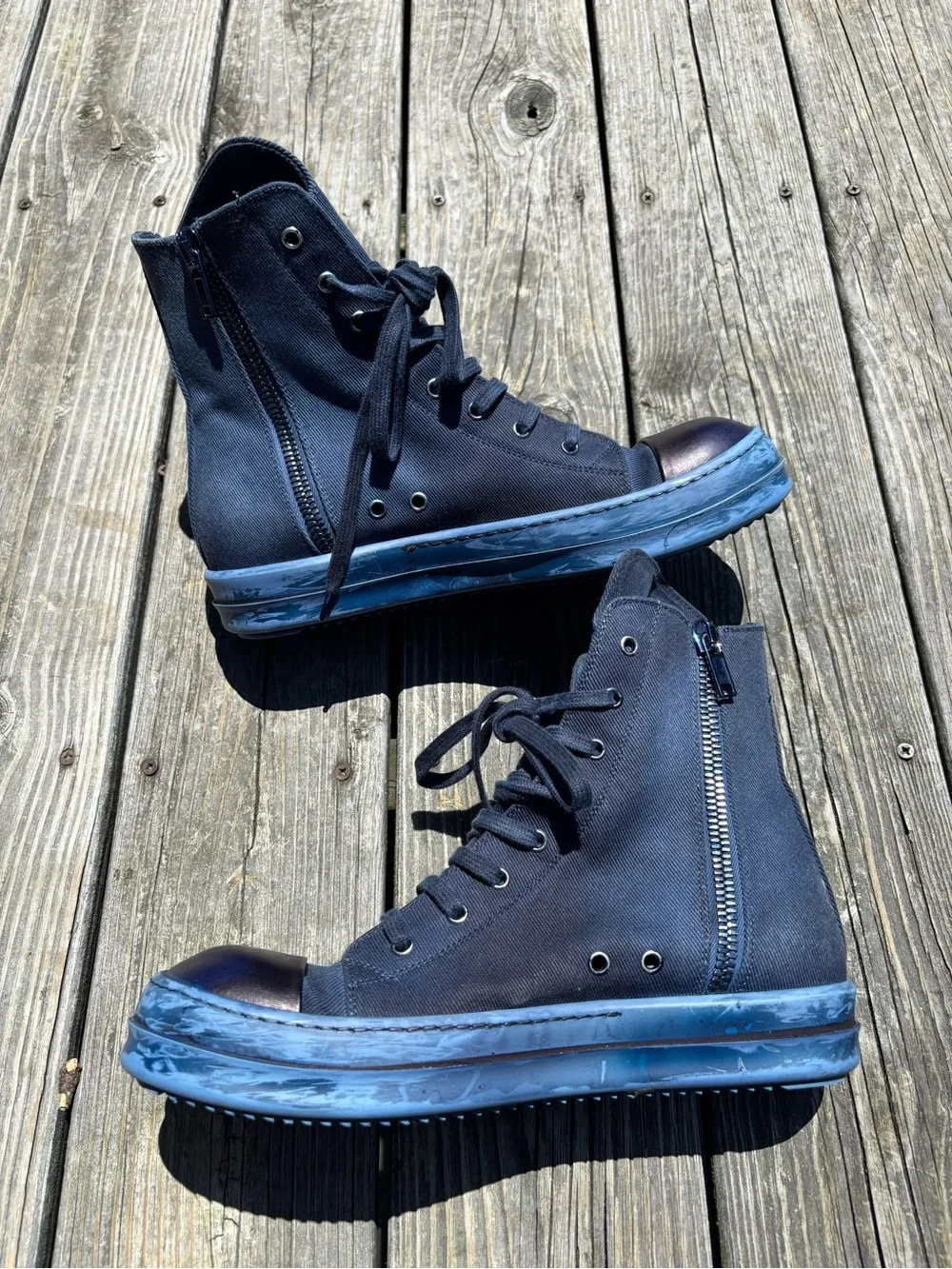 Rick Owens EDFU DRKSHDW High Indigo Blue size 10